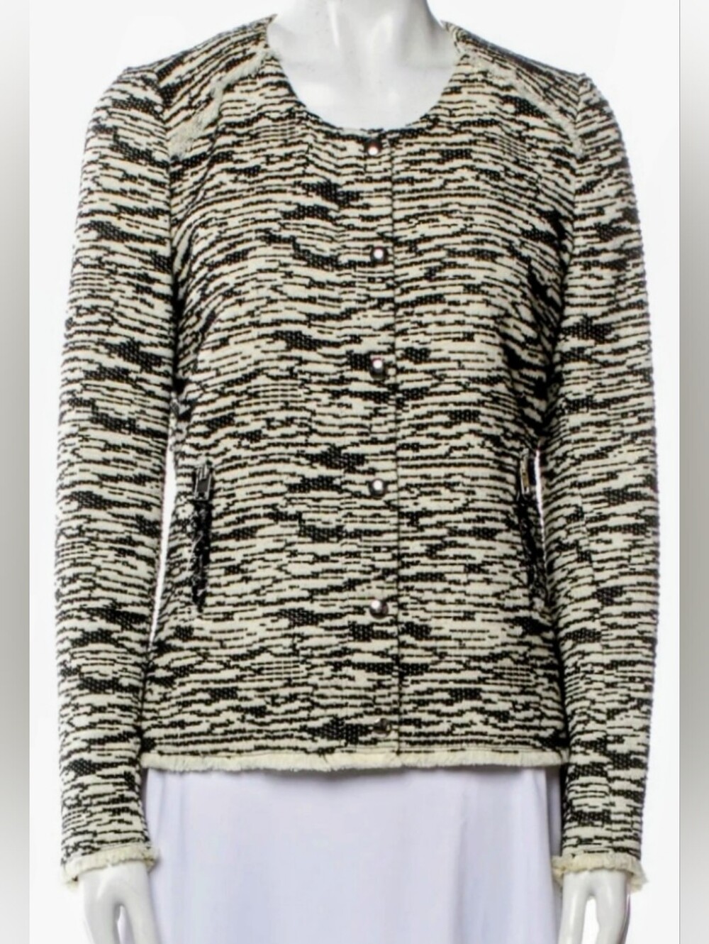 $720 IRO "Lizzie" Black White Tweed Jacket US8, FR40